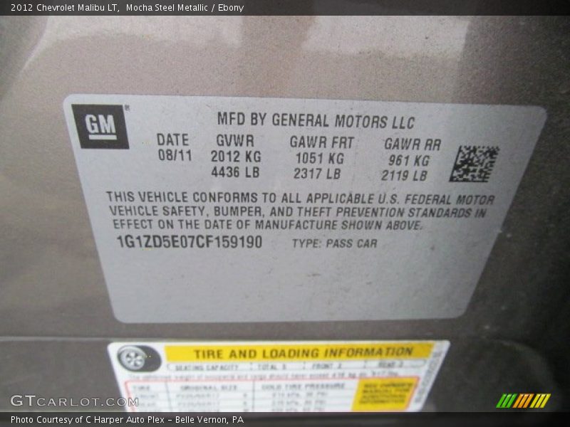 Mocha Steel Metallic / Ebony 2012 Chevrolet Malibu LT