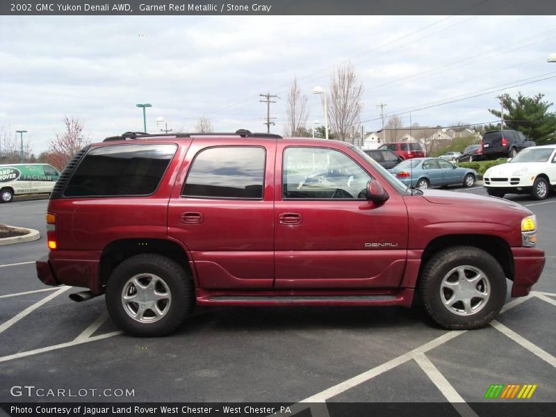 Garnet Red Metallic / Stone Gray 2002 GMC Yukon Denali AWD