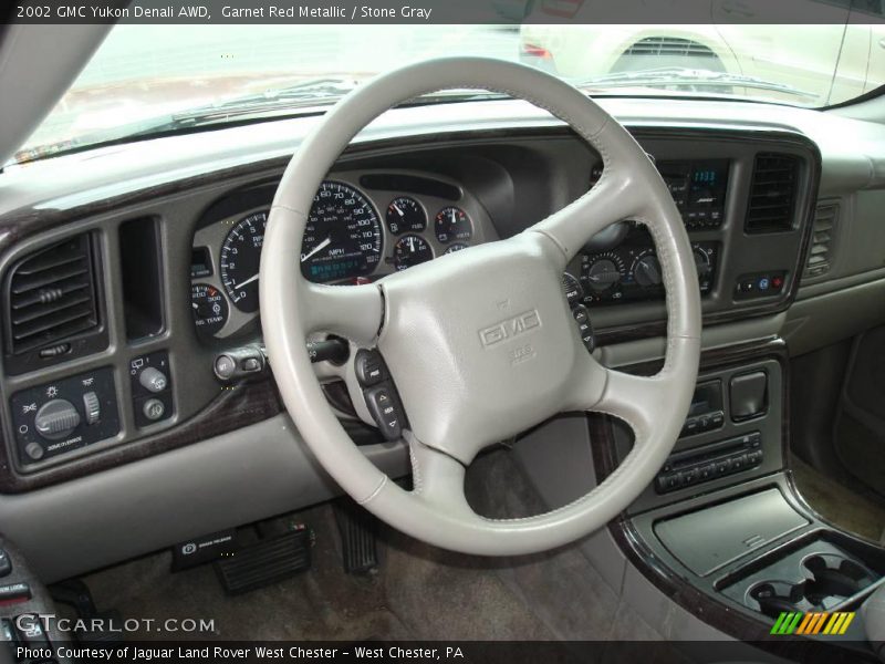 Garnet Red Metallic / Stone Gray 2002 GMC Yukon Denali AWD