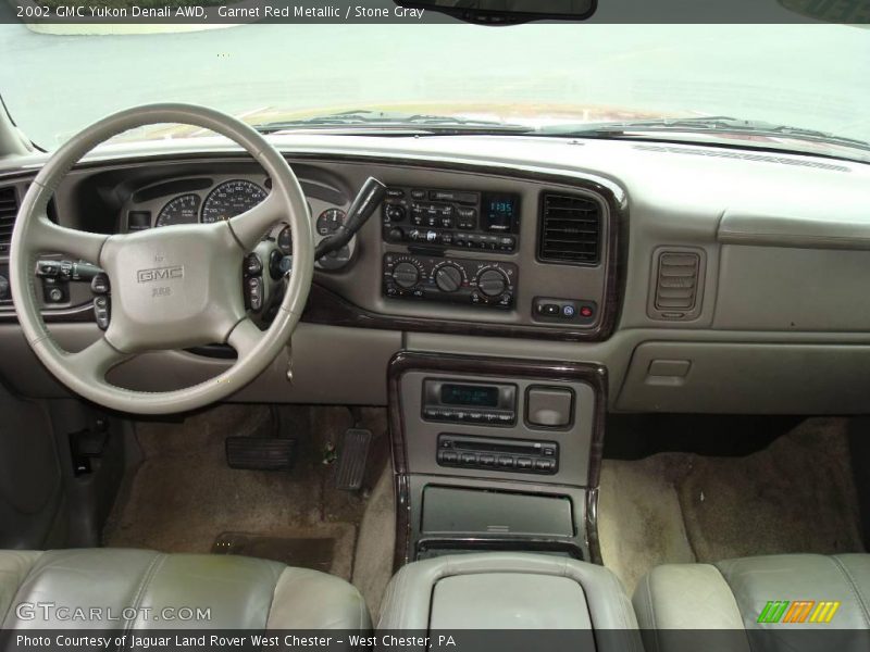 Garnet Red Metallic / Stone Gray 2002 GMC Yukon Denali AWD