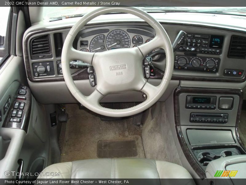 Garnet Red Metallic / Stone Gray 2002 GMC Yukon Denali AWD