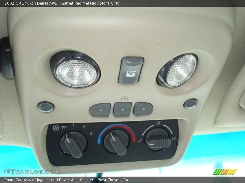 Garnet Red Metallic / Stone Gray 2002 GMC Yukon Denali AWD