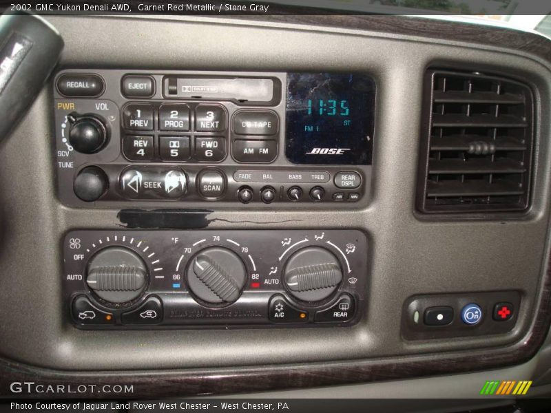 Garnet Red Metallic / Stone Gray 2002 GMC Yukon Denali AWD