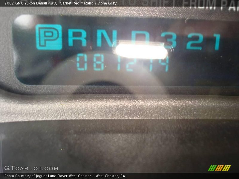 Garnet Red Metallic / Stone Gray 2002 GMC Yukon Denali AWD