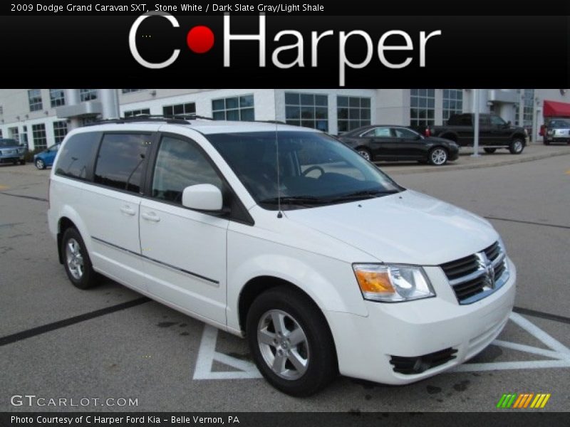 Stone White / Dark Slate Gray/Light Shale 2009 Dodge Grand Caravan SXT