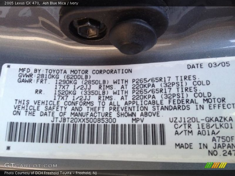 Ash Blue Mica / Ivory 2005 Lexus GX 470
