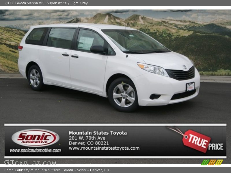 Super White / Light Gray 2013 Toyota Sienna V6