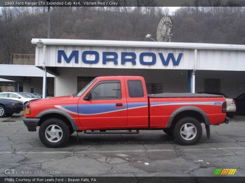 Vibrant Red / Grey 1993 Ford Ranger STX Extended Cab 4x4