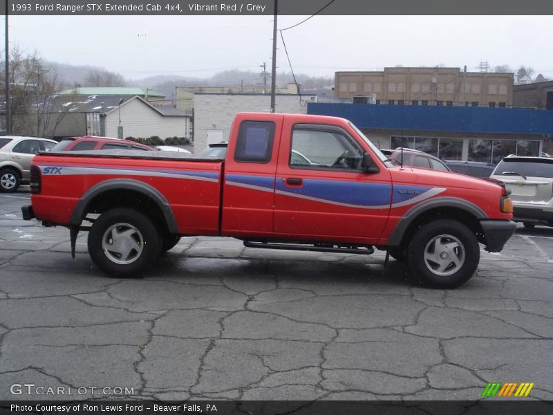 Vibrant Red / Grey 1993 Ford Ranger STX Extended Cab 4x4