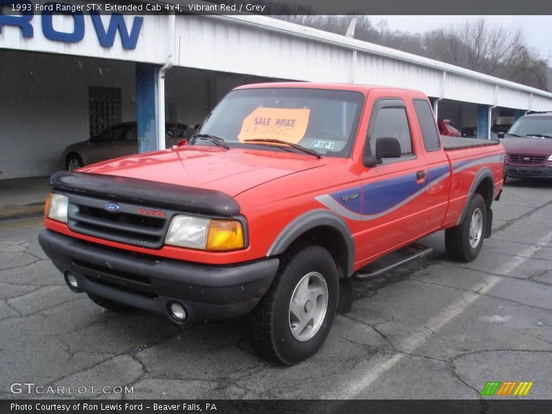 Vibrant Red / Grey 1993 Ford Ranger STX Extended Cab 4x4