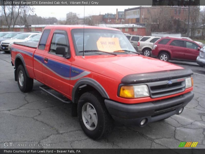 Vibrant Red / Grey 1993 Ford Ranger STX Extended Cab 4x4