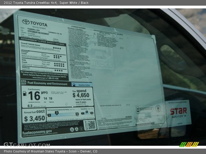Super White / Black 2012 Toyota Tundra CrewMax 4x4