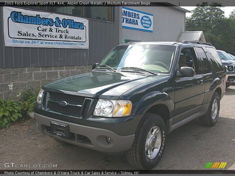Aspen Green Metallic / Medium Parchment Beige 2003 Ford Explorer Sport XLT 4x4