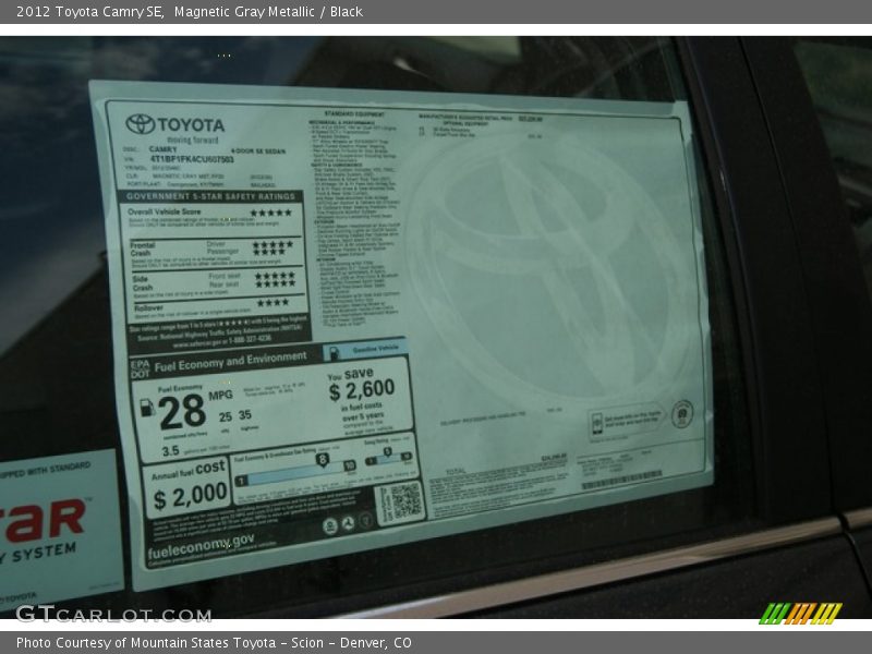 Magnetic Gray Metallic / Black 2012 Toyota Camry SE