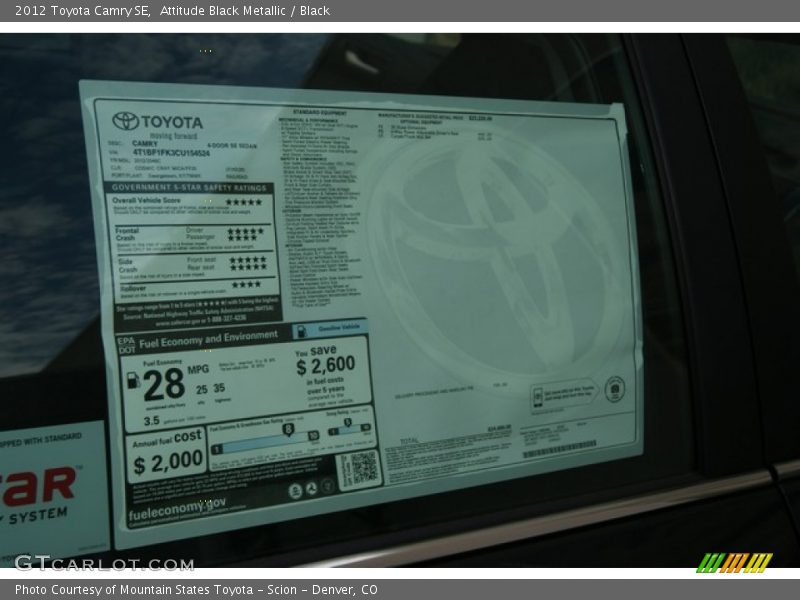 Attitude Black Metallic / Black 2012 Toyota Camry SE