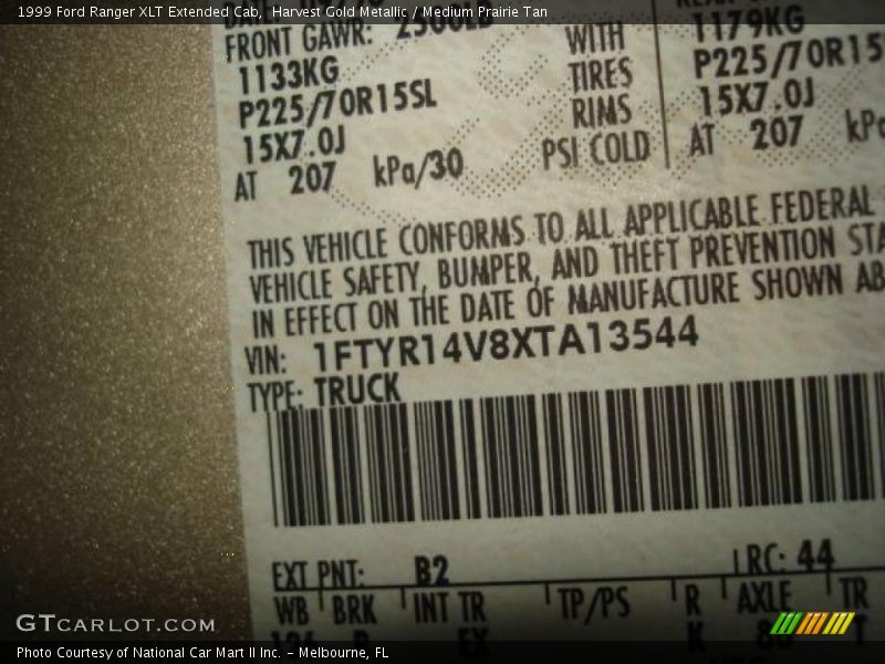 Harvest Gold Metallic / Medium Prairie Tan 1999 Ford Ranger XLT Extended Cab
