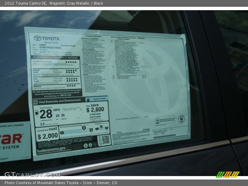 Magnetic Gray Metallic / Black 2012 Toyota Camry SE