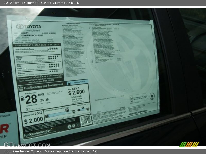 Cosmic Gray Mica / Black 2012 Toyota Camry SE