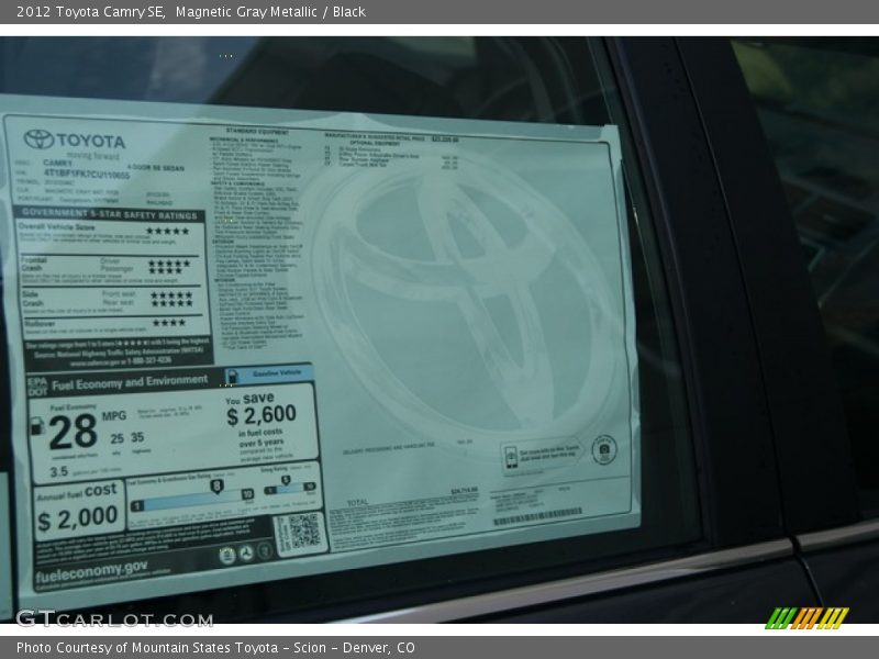 Magnetic Gray Metallic / Black 2012 Toyota Camry SE