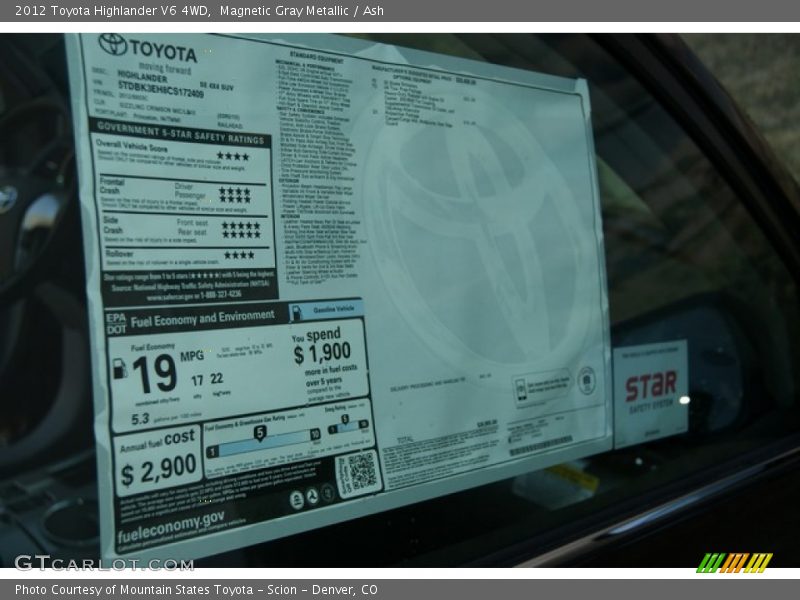 Magnetic Gray Metallic / Ash 2012 Toyota Highlander V6 4WD