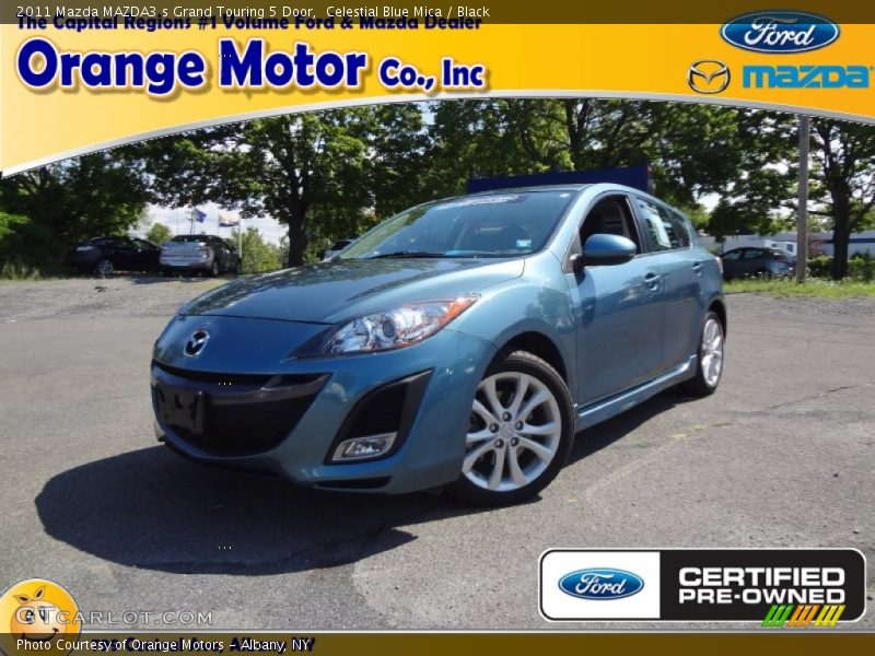 Celestial Blue Mica / Black 2011 Mazda MAZDA3 s Grand Touring 5 Door