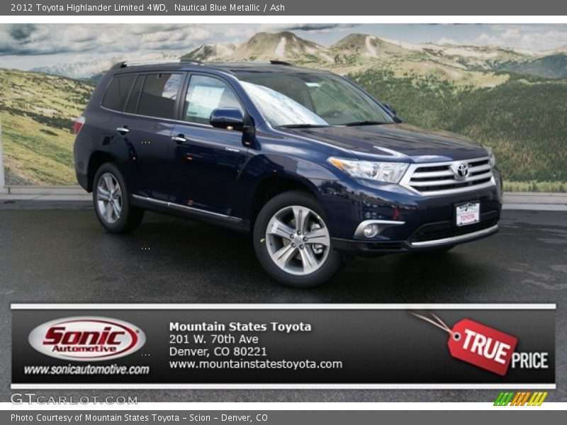 Nautical Blue Metallic / Ash 2012 Toyota Highlander Limited 4WD