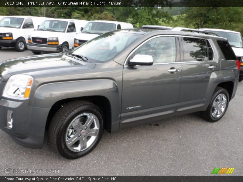 Gray Green Metallic / Light Titanium 2013 GMC Terrain SLT AWD