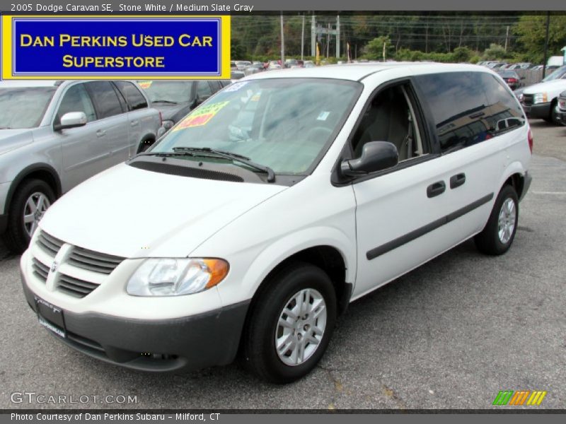 Stone White / Medium Slate Gray 2005 Dodge Caravan SE