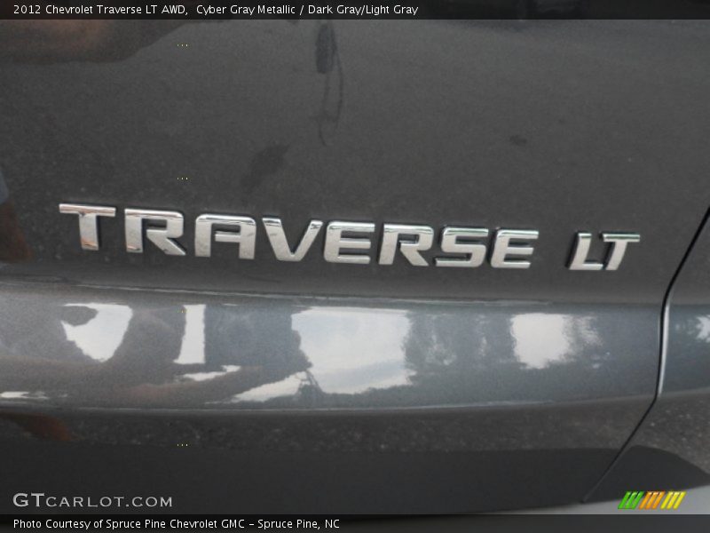 Cyber Gray Metallic / Dark Gray/Light Gray 2012 Chevrolet Traverse LT AWD
