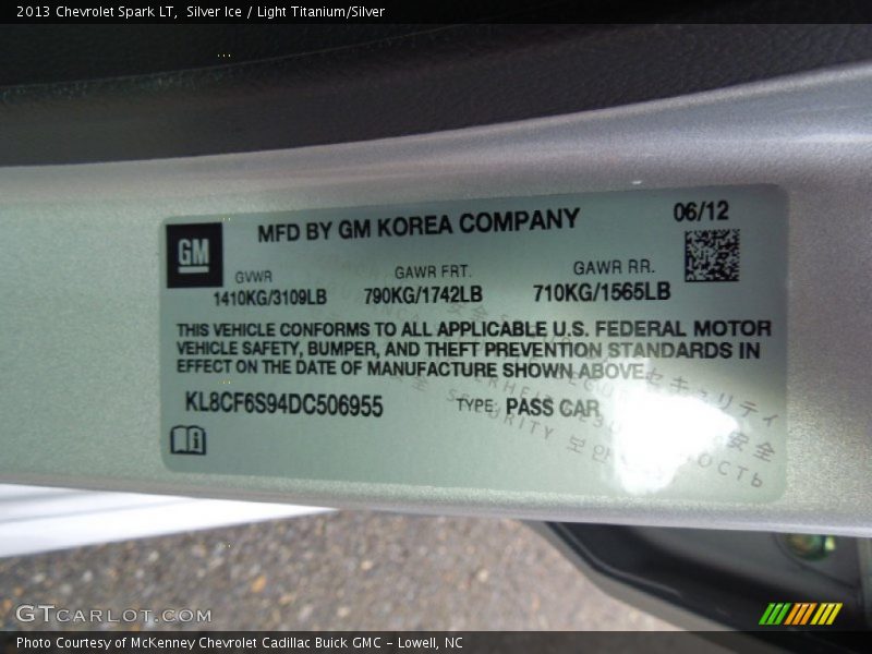 Silver Ice / Light Titanium/Silver 2013 Chevrolet Spark LT
