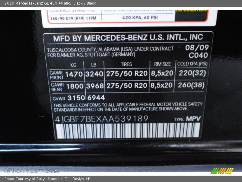 Black / Black 2010 Mercedes-Benz GL 450 4Matic