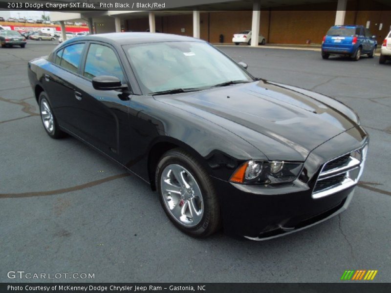 Pitch Black / Black/Red 2013 Dodge Charger SXT Plus
