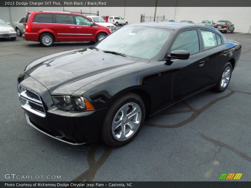 Pitch Black / Black/Red 2013 Dodge Charger SXT Plus
