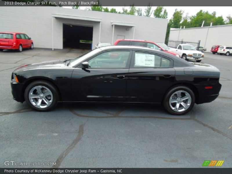 Pitch Black / Black/Red 2013 Dodge Charger SXT Plus