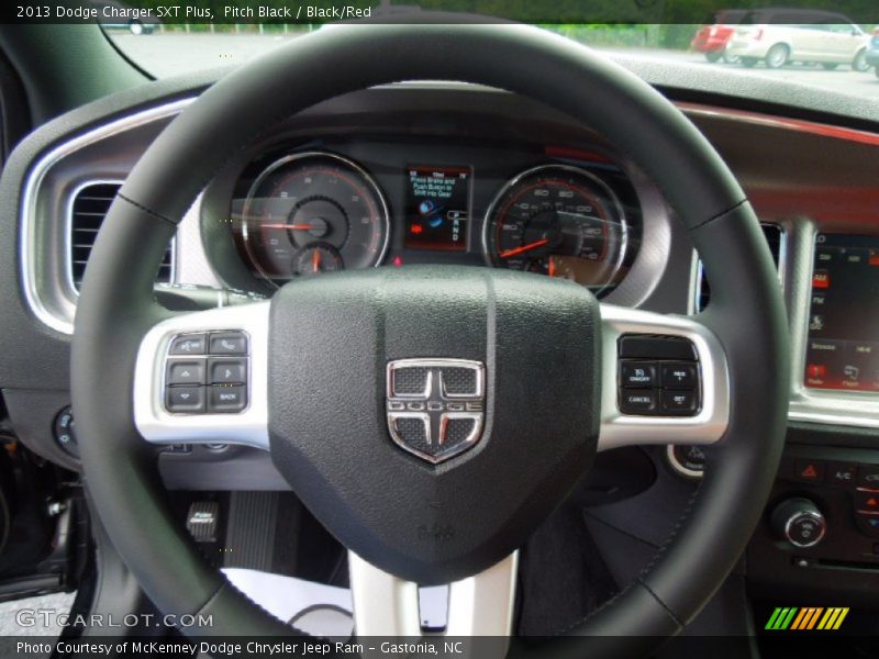 Pitch Black / Black/Red 2013 Dodge Charger SXT Plus