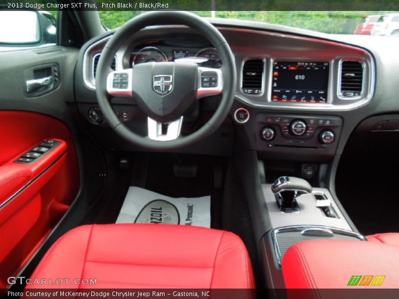 Pitch Black / Black/Red 2013 Dodge Charger SXT Plus