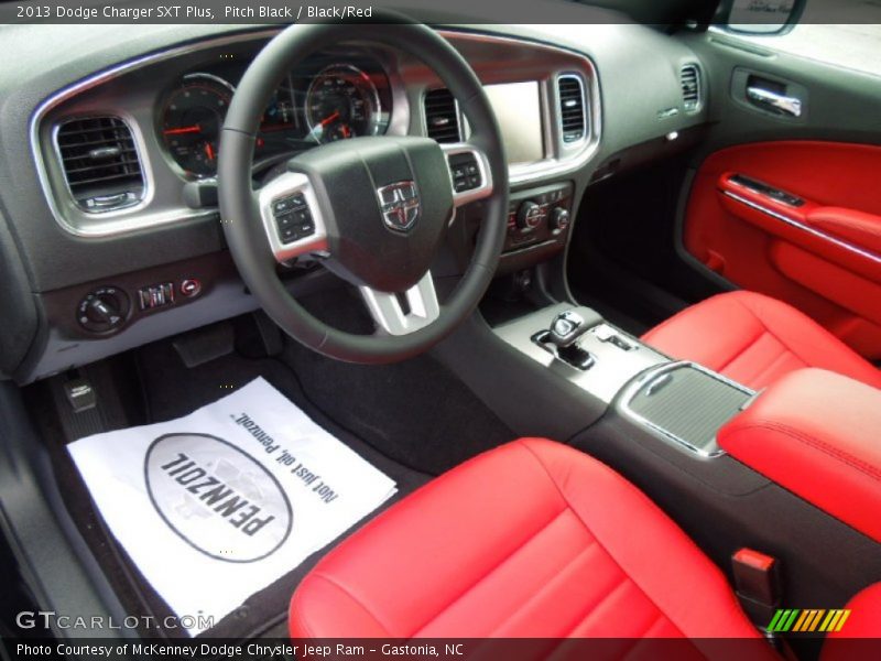 Pitch Black / Black/Red 2013 Dodge Charger SXT Plus