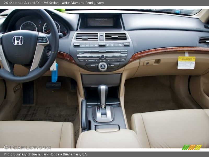 White Diamond Pearl / Ivory 2012 Honda Accord EX-L V6 Sedan