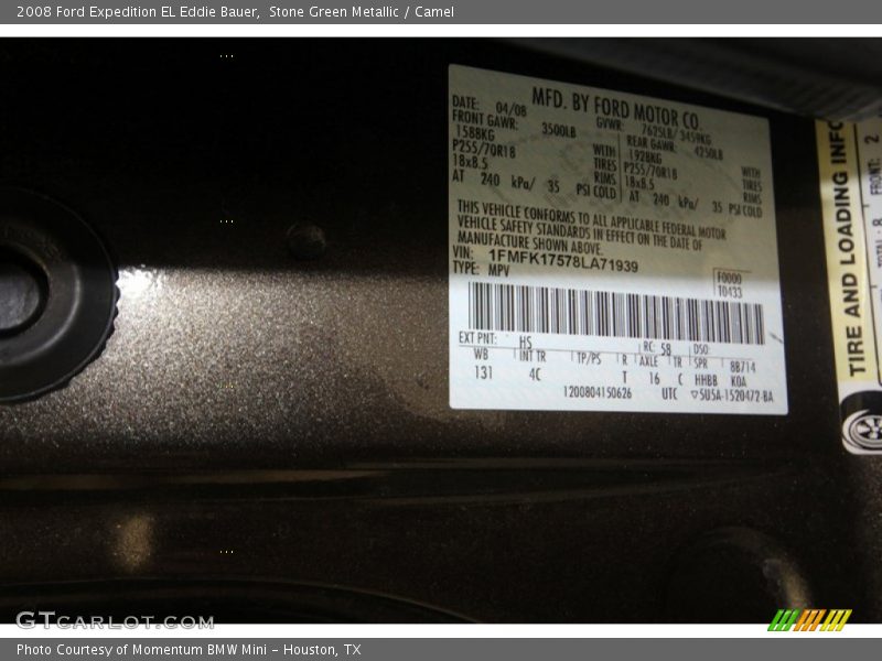 Stone Green Metallic / Camel 2008 Ford Expedition EL Eddie Bauer