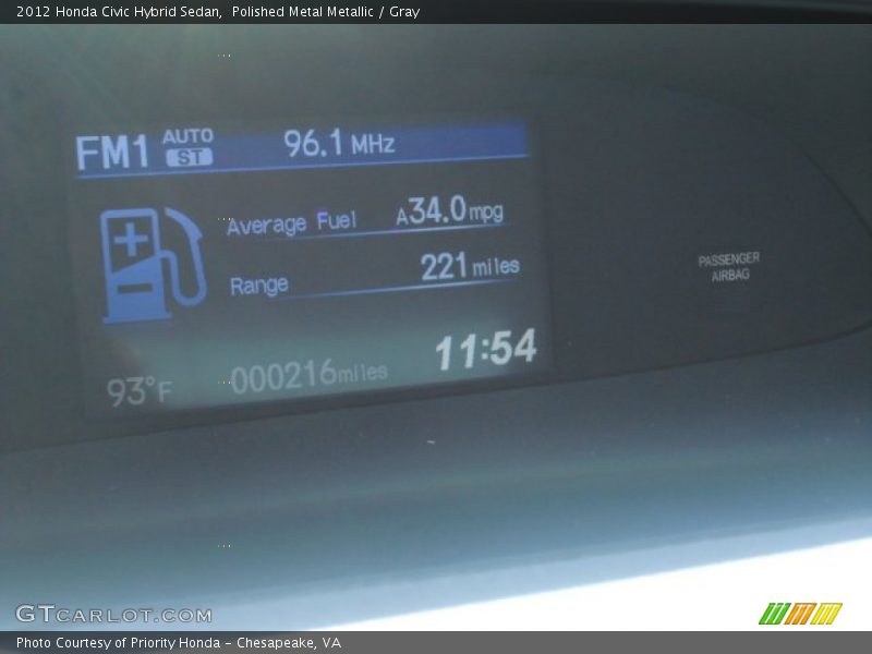 Polished Metal Metallic / Gray 2012 Honda Civic Hybrid Sedan