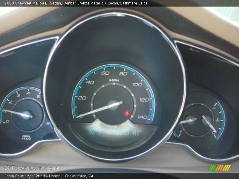 Amber Bronze Metallic / Cocoa/Cashmere Beige 2008 Chevrolet Malibu LT Sedan