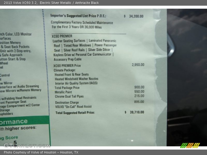 Electric Silver Metallic / Anthracite Black 2013 Volvo XC60 3.2
