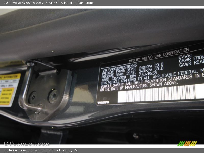Saville Grey Metallic / Sandstone 2013 Volvo XC60 T6 AWD