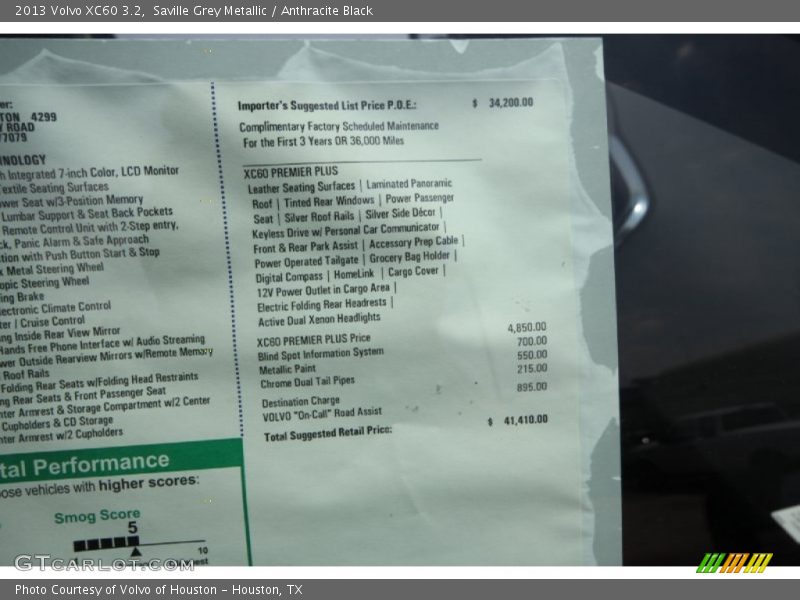 Saville Grey Metallic / Anthracite Black 2013 Volvo XC60 3.2