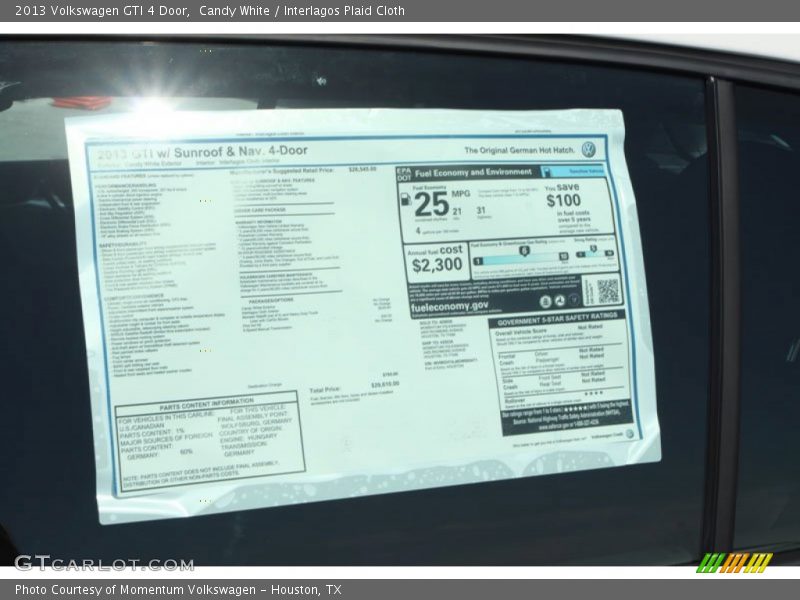 Candy White / Interlagos Plaid Cloth 2013 Volkswagen GTI 4 Door