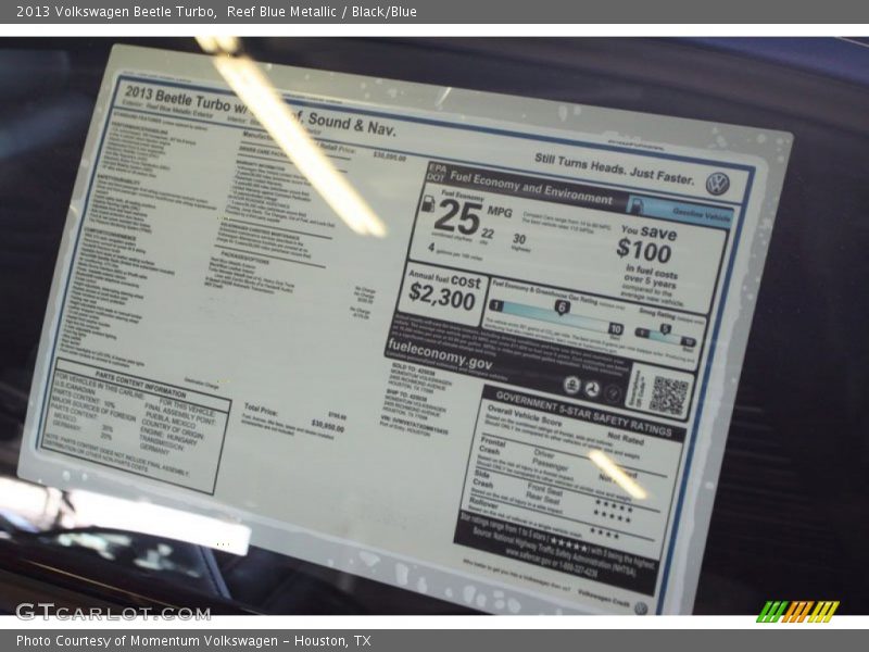 Reef Blue Metallic / Black/Blue 2013 Volkswagen Beetle Turbo