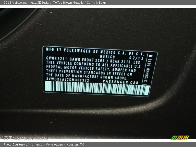 Toffee Brown Metallic / Cornsilk Beige 2013 Volkswagen Jetta SE Sedan