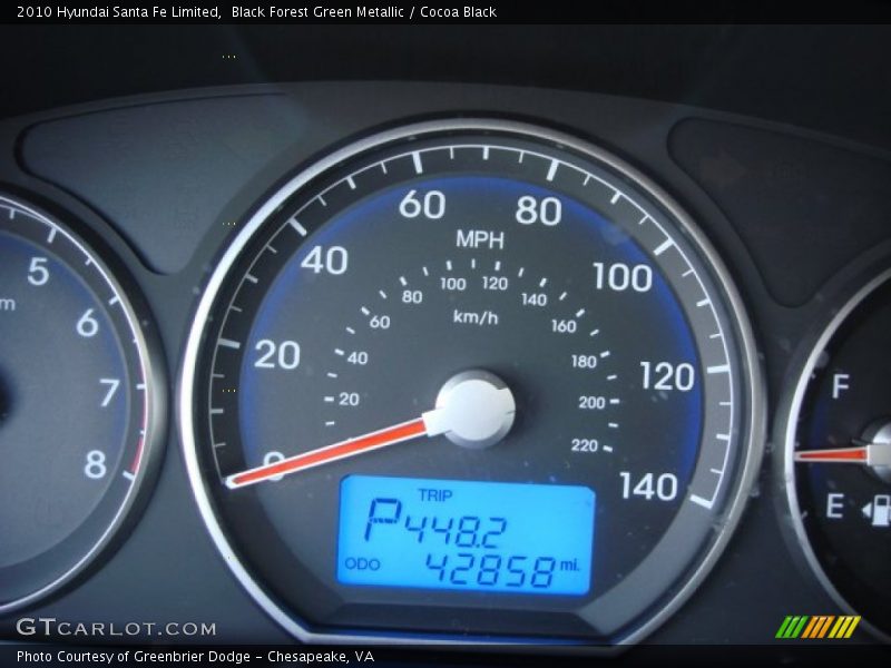 Black Forest Green Metallic / Cocoa Black 2010 Hyundai Santa Fe Limited