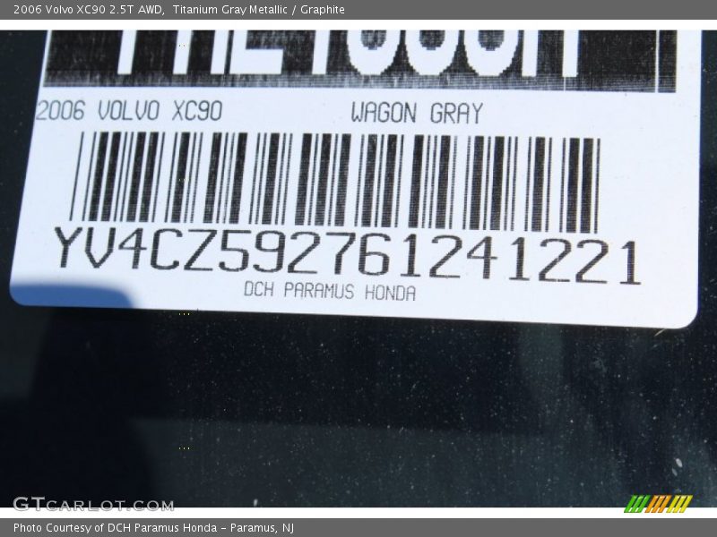 Titanium Gray Metallic / Graphite 2006 Volvo XC90 2.5T AWD