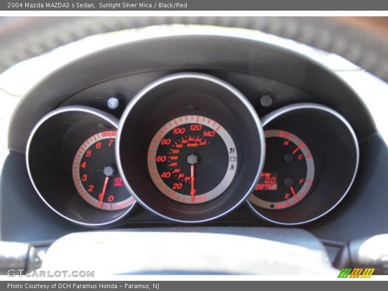 Sunlight Silver Mica / Black/Red 2004 Mazda MAZDA3 s Sedan